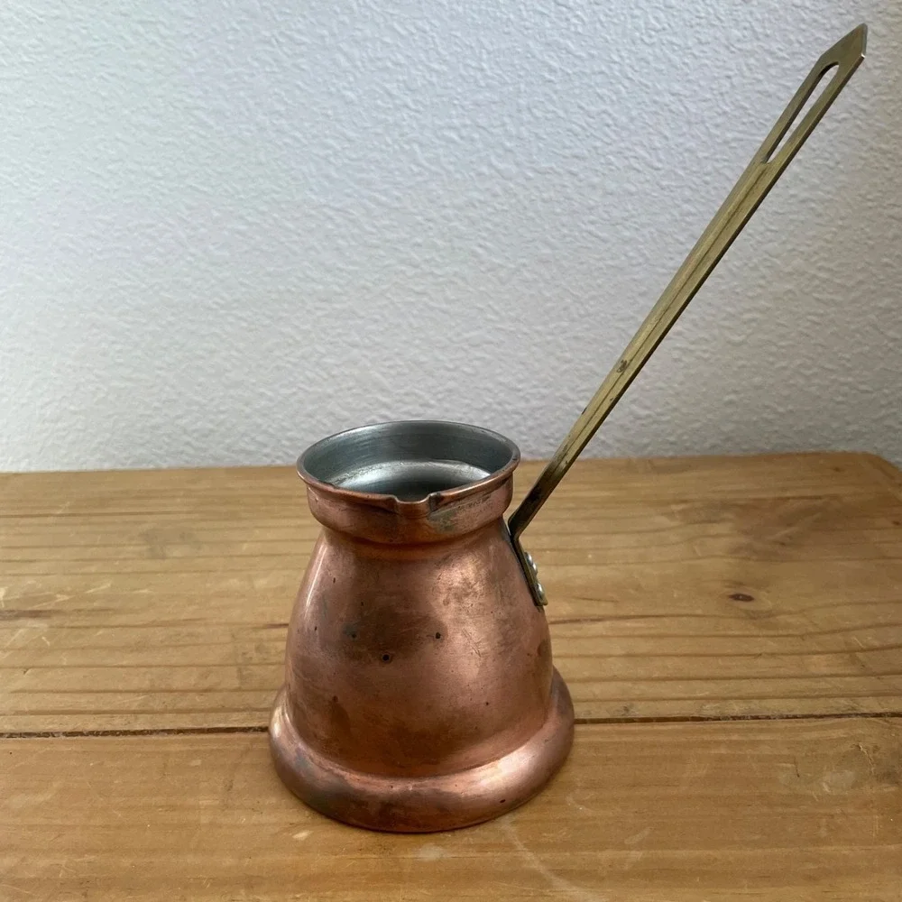 Vintage Copper Turkish Coffee Pot Cezve Ibrik Small Brass Handle Patina